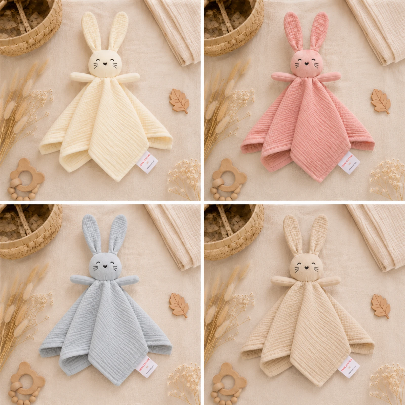 Doudou lapin personnalisé gaze de coton 